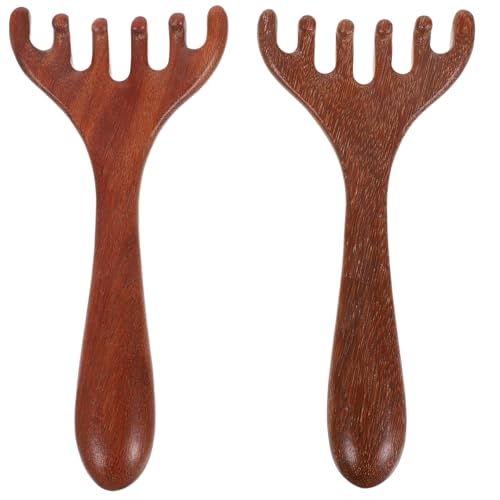 IMIKEYA Peine de Madera para Masaje del Cuero Cabelludo 2 Unidades Masajeador Gua Sha Multifuncional para Acupresión Ocular y Exfoliante Capilar Herramienta Portátil para Relajación y
