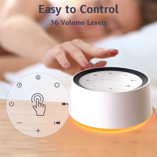 Image of Brown Noise Sound Machine with 30 Soothing Sounds 12 Colors Night Light White Noise Machine for Adults Baby Kids Sleep Machines Memory Function 36 Volume Levels 5 Timers for Home Office Travel