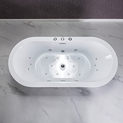 WOODBRIDGE 67" Air Bubble and Whirlpool Jetted Freestanding Bathtub B0030 / BTS1606