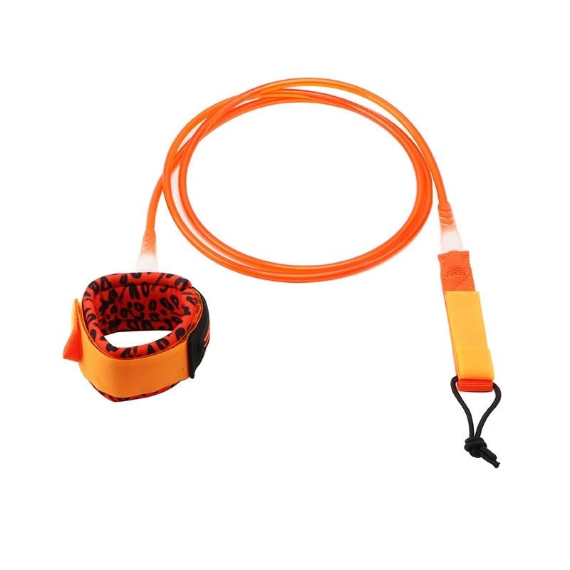 LZM-DIEWLEI Surfboard Leash TPU Bodyboard Leash Premium Surfboard Legrope Coiled Footstrap Retractable Board Security Leashes for Shortboard, Longboard, Paddleboard(Orange,8ft)