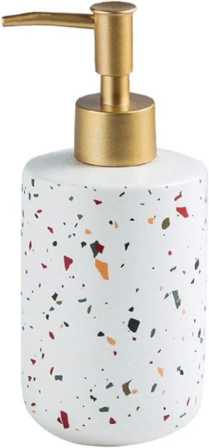 Soap Dispenser Decoration Manual Soap Dispenser Ceramic Pump Bottle Terrazzo Pattern Lotion Dispenser Liquid Soap Pump for Kitchen Bathroom (White) (Color: Soap Dispenser C) (White), Soap Dispenser (