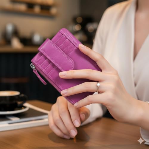 Image of Calfnero Genuine Leather Card Holder & Key Case for Men & Women | Slim Wallet with Zipper Pocket, Card Slots & Key Chain | Compact Travel Organizer