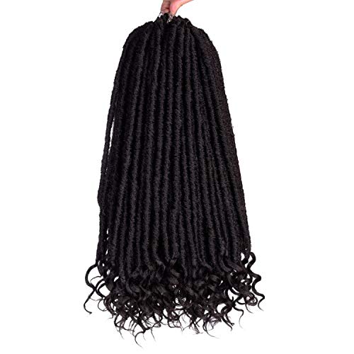 Silike 18" Curly End Dread Lock Crochet Hair (24 Roots/Piece,3 Pieces) Loose End Faux Locs Crochet Braids Goddess Locs Hair Extension(2)