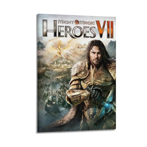 SDYFERBX Póster decorativo de 7 videojuegos de Heroes of Might And Magic, lienzo decorativo para pared e impresión artística moderna para decoración de dormitorio familiar, 50 x 75 cm