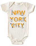 Maptote Font One Piece - Unisex Baby Organic Cotton Short Sleeve Bodysuits - New York City, 3-6 Months