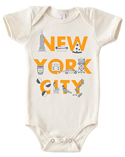 MAPTOTE Font One Piece-Unisex Baby Organic Cotton Short Sleeve Bodysuits-Various Sizes 3-18 Months-City Specific-Made in USA