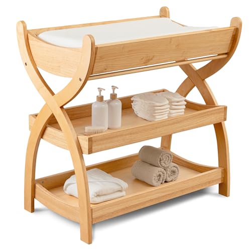 Comfy Cubs Baby Changing Table - Sturdy Wood Construction, Timeless Look Baby Change Table with Two...