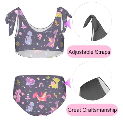 Girls' Swimwear Dragons Rainbow Leaves Toddler Bathing Suit for Girls Swimsuit Size 3-12T Bikini Set2