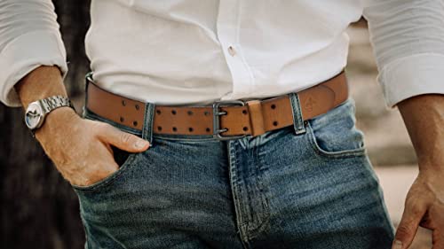 Yoetey Leather Work Belt For Men | Double Prong Belt 40Mm With Full Grain Leather | 9 Sets Holes For A Perfect Fit #TOP7