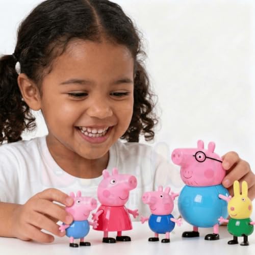 Image of 14 - Piece Peppa Pig Family and Friends Figure Set - Poseable Toy Figures for Kids Includes George & Mummy Pig for Kids