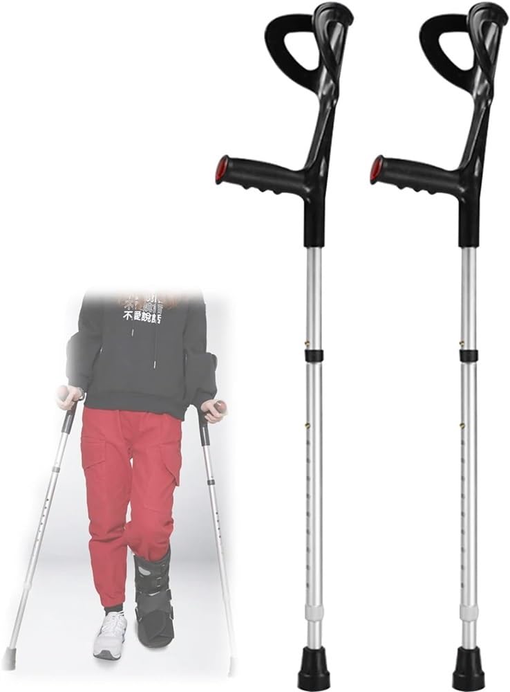 Aluminiowe kule przedramienia, kule łokciowe dla dorosłych (2 sztuki, otwarty mankiet), składane kule, regulowana wysokość od 92 do 115 cm