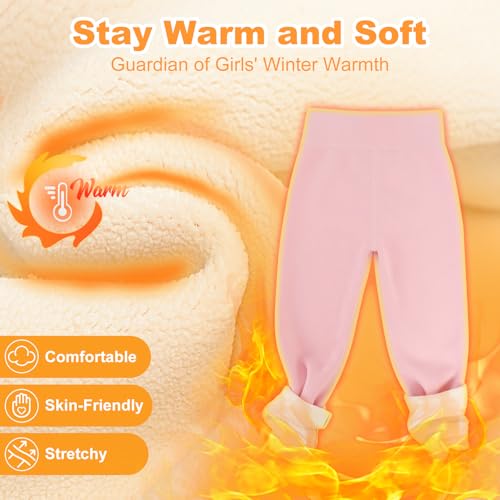 Girls Fleece Lined Leggings Ribbed Kids Winter Warm Pants 4-13 Years4