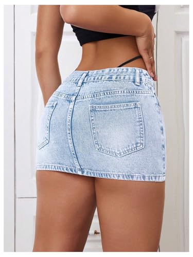 Milumia Women's Low Waisted Denim Skirt Going Out Bodycon Mini Jean Skirts2