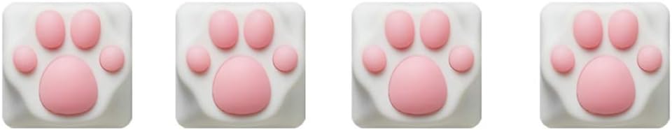 ZOMO ABS keycap Set Custom Gaming Keycaps Machinery Keyboard keycaps Cat paw Shape ABS Base for ESC Key, Cat Claw for Cute Keyboard X4 Set (White/Pink)