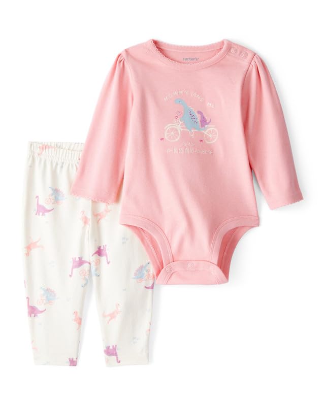 carter's Baby Girl Dinosaur Print Cotton Full Sleeve Bodysuit & Pant Set (Pack of 1) | Soft Cotton Outfit Set Cute & Comfortable Everyday Wear-picture-12