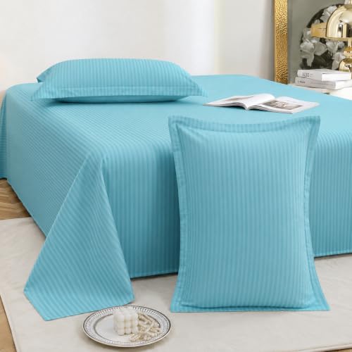 Image of Satin Striped Glace Cotton Double bedsheet with 2 Pillow Cover | Soft & Smooth Finish | Double Bed bedsheet 90 x 90 Inch | Pillow Cover 18 x 28 Inch | Breathable, Fade Resistant