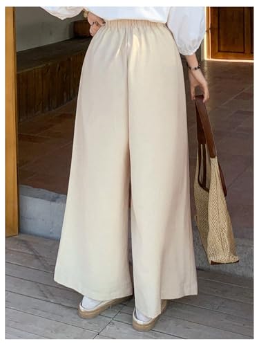 GORGLITTER Women's Wide Leg Work Pants Dressy High Waisted Pleated Tie Side Baggy Business Casual Trousers3