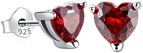 Gagafeel Red Heart Earrings for Women S925 Sterling Silver CZ Birthstone Birthday Valentine Earrings for Girls (Red)