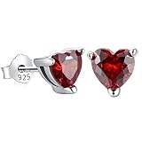 Gagafeel Red Heart Earrings for Women S925 Sterling Silver CZ Birthstone Birthday Valentine Earrings