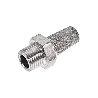 uxcell Exhaust Muffler PT 1/4 Male Thread Sintered Stainless Steel Breather Pneumatic Air Muffler