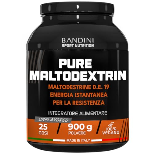 Bandini® Pure Maltodextrin - Maltodestrine in Polvere Vegane - Integratore a base di Carboidrati per Sportivi - Rilascio Lento e Costante di Energia - Recupero muscolare rapido - Confezione da 900g