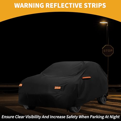 Image of All-Weather Waterproof Car Cover - UV-Resistant Outdoor Full Exterior Protection for Ford Focus Sedan 190T-PU Black with Right Side Zipper