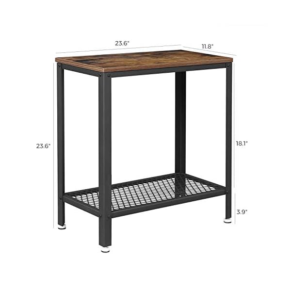 VASAGLE Industrial Side Table, 2-Tier Nightstand with Mesh Shelf, End Table for Small Spaces, Sturdy and Easy Assembly, Wood Look Accent Furniture with Metal Frame, Rustic Brown ULET31BX - Image 7