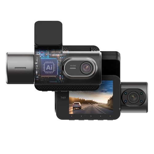 Type S T401 4K Dual View Dash Cam with AI Driver Assistance and in-Car Surveillance Camera, AI-Powered Lane, Car, Pedestrian Recognition