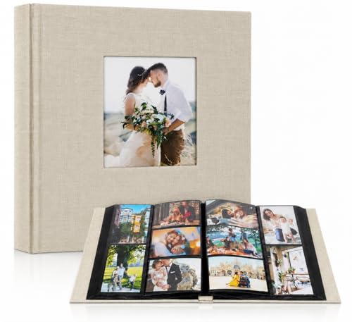 Image of GKN DIY Scrapbook Photo Album 4x6 Photos, 600 Pockets, 120 Pages, Premium Linen Cover with Front Window, Memory Book for Wedding, Anniversary, Family, Baby & Birthday Photos