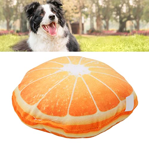 Firlar Obst-Plüsch-Hundespielzeug, Lustiges, Attraktives Kauspielzeug für Haustiere Zum Waschen der Zähne, Niedliches, Interaktives, Weiches, Bissfestes, Quietschendes(Orange)