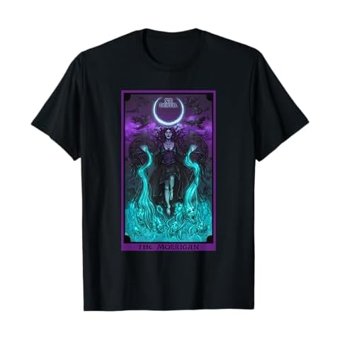 The Morrigan Death Tarot Card Gothic Pagan Witch Triple Moon T-Shirt Cover