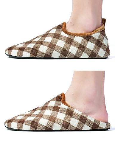 Image of QZKDM Lightweight Slip on Grip Indoor House Slippers Barefoot Non Slip Home Exercise Yoga Shoes for Men Women