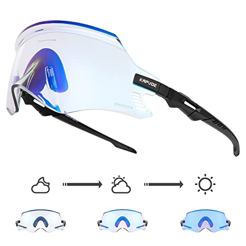Kapvoe Photochromic Cycling Glasses Mountain Bike Glasses Men Women Mtb Glasses Bicycle Riding Goggles Clear Biking Glasses Cycle Glasses Motorcycle Road Bike Cycling Sunglasses Tr90 Blue #TOP24