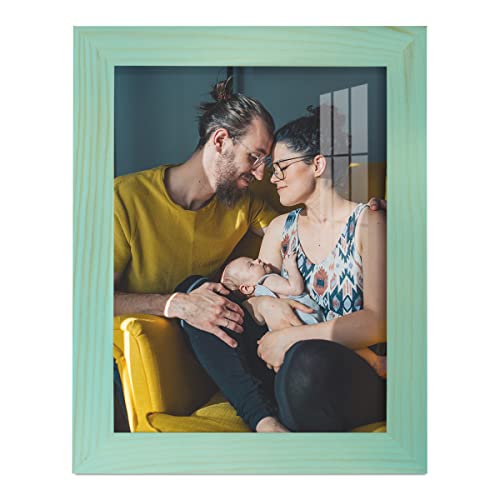 Renditions Gallery 6x8 inch Solid Wood Picture Frame, High Definition Glass and High-end Modern Style Cream Colored for Wall and Tabletop Photo Display, Palegreen Wood Grain Frame