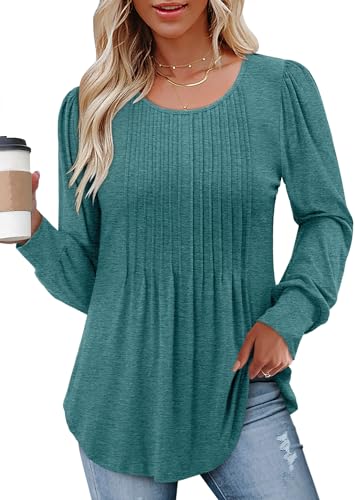 BETTE BOUTIK Long Sleeve Shirts for Women Fall Tops Dressy Blouses Crewneck Tunic Tops for Leggings S-3XL