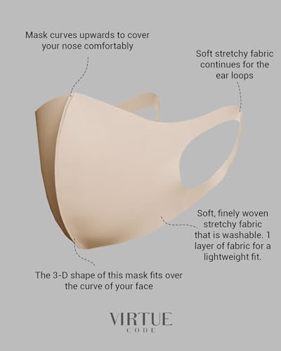 Image of Virtue Code Second Skin Cloth Face Mask Pack. 4 Buttery Soft Masks Washable Fabric