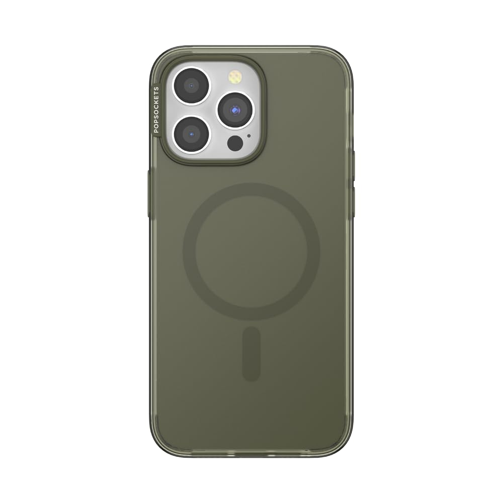 PopSockets iPhone 15 Pro Max Phone Case with MagSafe, Wireless Charging Compatible, Green - Fatigue