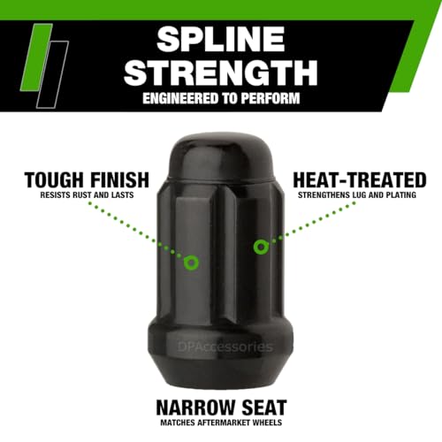 Image of DPAccessories Lug Nuts Compatible with 1999-2004 Jeep Grand Cherokee | Black Spline Style | Aftermarket Aluminum Wheels Only | Set of 20 Wheel Nuts & 1 Tool | DGCH02A-BK /1