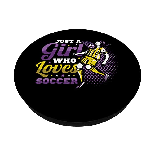 Just A Girl Who Loves Soccer Womens Soccer PopSockets Swappable PopGrip, Black - Image 2