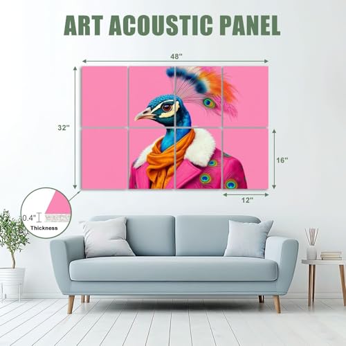 Paneles acústicos artísticos 8 piezas color rosa absorbentes de sonido 48"x32" miniatura 2