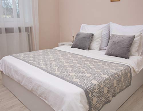 Saol Bed Scarf Knitted Soft Sofa Throw Bed Runner Couch Cover Wool Blend Decorative Blanket (Grey, Queen - 80" X 32") #TOP18