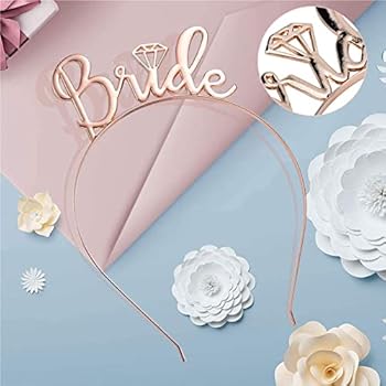 Kit Accessoires Future Mariée - 4 Pièces : Voile, Couronne, écharpe 'Bride To Be', Lunettes Cœur - Pour EVJF, Mariage, Séance Photo - Or Rose