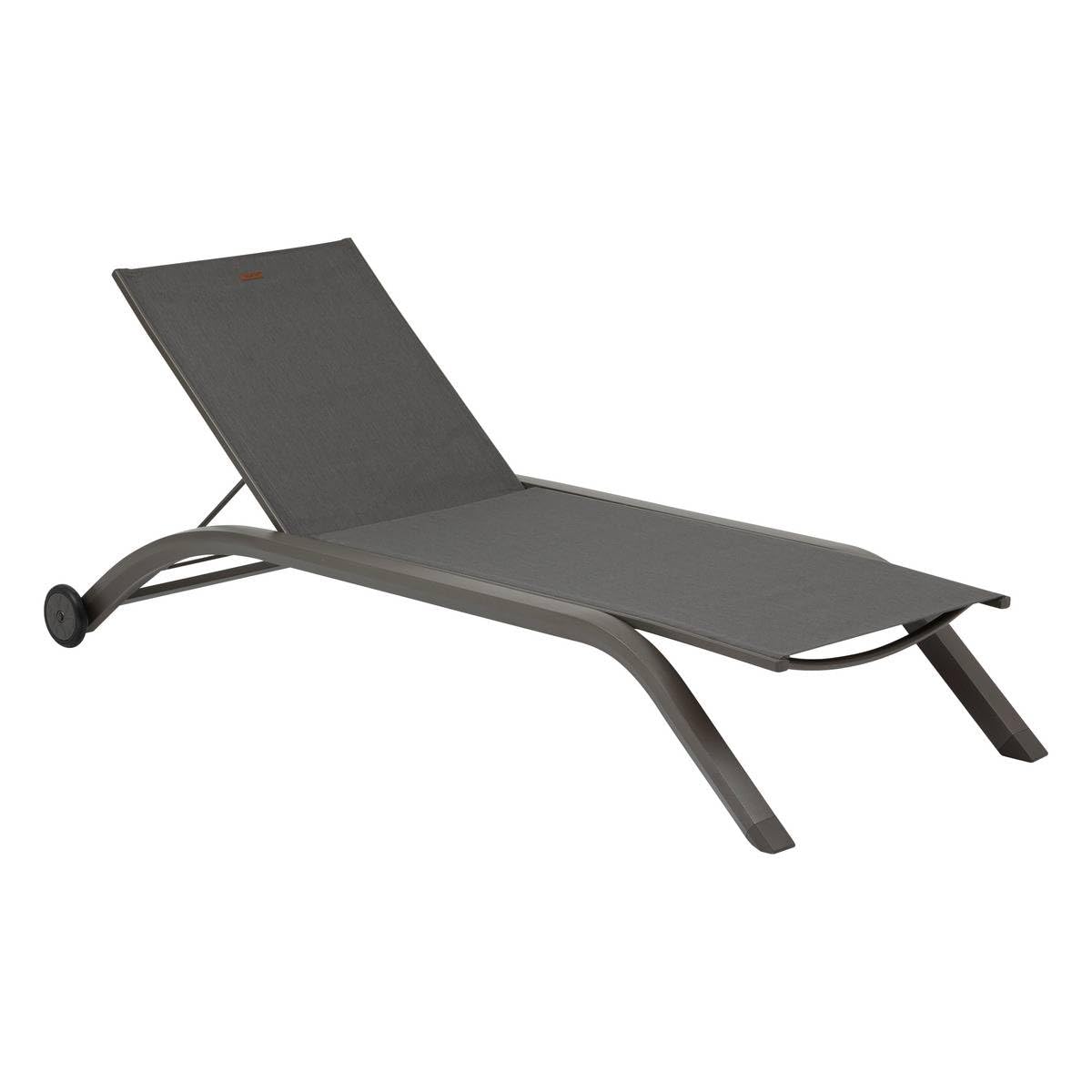 HESPERIDE - Transat Inclinable Jimani Anthracite et Graphite 2 Roues Anti-Rouille 4 Positions Mobilier Détente pour Jardin, Terrasse, Balcon, Patio