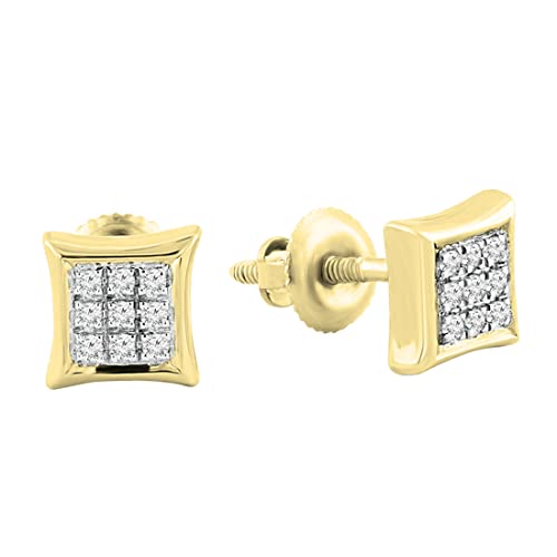 Dazzlingrock Collection 0.08 Carat (ctw) Round White Diamond 5.50mm Kite Shape Hip Hop Iced Out Studs in 18K Yellow Gold Plated Sterling Silver, Unisex Design Ladies, Mens Real Diamond Earrings