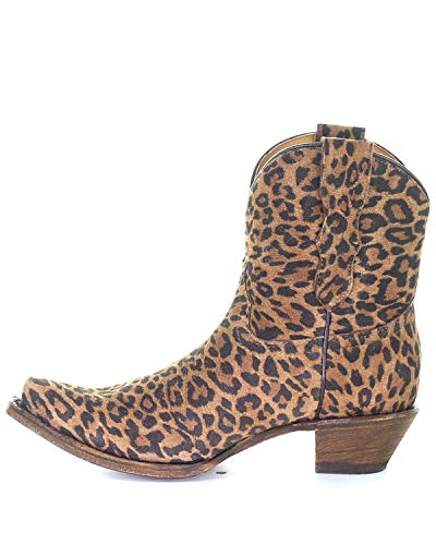 CORRAL Girls' Leopard Print Ankle Western Boot Round Toe Leopard 5 D(M) US3