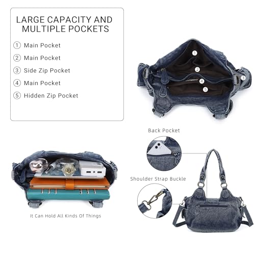 Image of Angel Kiss Hobo Bags for Women Vegan Leather Purses and Handbags Ladies Chic Shoulder Bags Crossbody Purses with Metal Studs