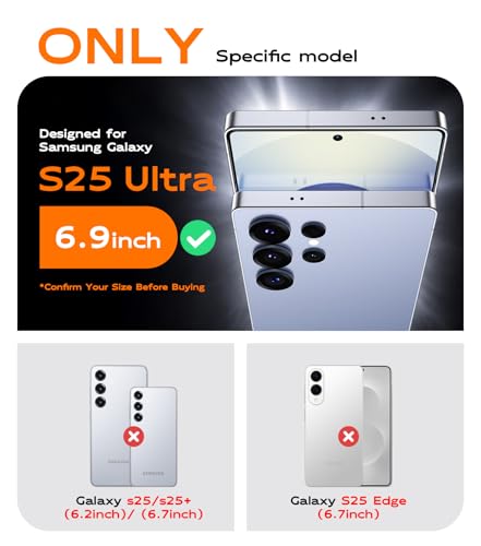 Maledan Full Camera Protection for Samsung Galaxy S25 Ultra Case with Built-in Phone Stand, Magnetic Shockproof Slim Case for Galaxy S25 Ultra 6.9", Kickstand S25 Case Fit for Magsafe, Crystal Clear - image 2
