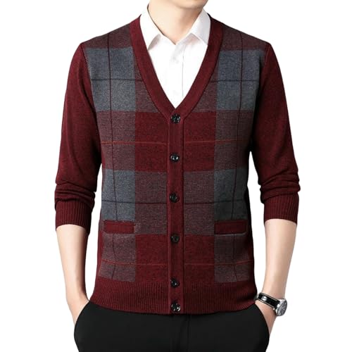 Men's Autumn Knit Long Sleeve Thick Warm Business Wool Cardigan