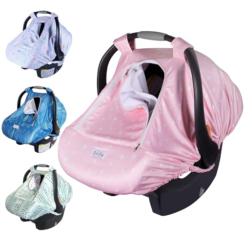 Image of Car Seat Covers for Babies Girls Car Seat Canopy Stroller Cover for Spring Autumn Winter Car Seat Cover Infant Girl Babies Stretchy and Kick Proof with Net Multi Use Soft & Breathable