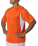 liberación de manchas. Camiseta A4 para adultos con bloqueo de color, color naranja/blanco, XXXL